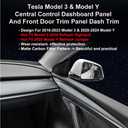 Dashboard Cover Wrap and Front Door Trim Kit -Compatible with Tesla Model Y 2019-2024 & Model 3 2021-2023, Interior Decoration Accessories,Not for Performance (Matte Carbon Fiber Pattern, 4PCS)