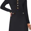 NENONA Women's 2026 Long Sleeve Fall Winter Sweater Dress Spring Fashion Button Elegant Business Casual Work Mini Dresses (Black)