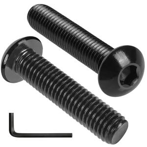 VGBUY 12Pcs 3/8-16 x 1-1/2" Button Head Socket Cap Bolts Screws, 304 Stainless Steel 18-8, Black Zinc Plated, Fully Threaded, with Spanner Allen Hex Drive