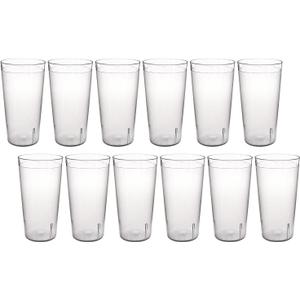 New Star Foodservice Restaurant-Grade Polycarbonate Beverage Tumblers, 20 oz, Clear, Set of 12
