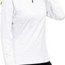 Womens 1/4 Zip Golf Shirt Long Sleeve Lightweight Golf Pullover Outdoor Athletic Tennis Polo Shirts White M (White, M)