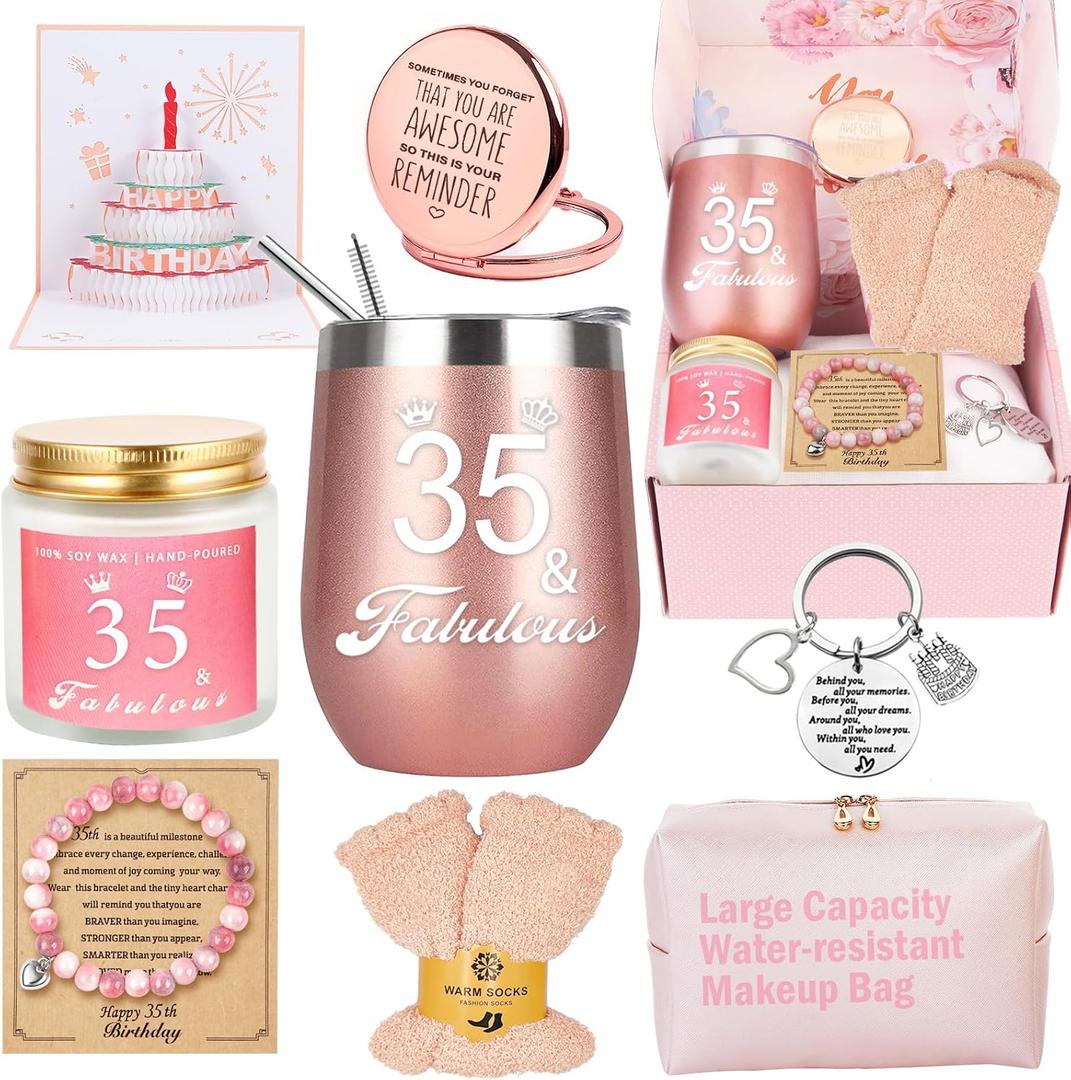 35th Birthday Gifts for Women Her, Happy 35th 35 Year Old Birthday Basket Gifts Box for Women Best Friends Female Daughter Sister Her Girlfriend Coworker Bestie Birthday Unique