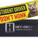 4 x Student Driver Magnet for Car - Funny Animals Please Be Patient Reflective Magnetic Bumper Sticker - Removable Novice Rookie Safety Attention Sign - Weather-Resistant - 10 x 3.5 inch (Cat)