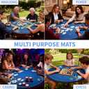 Round Mahjong Mat 39 Inch, Non-Slip Table Topper with Rubber Backing, Large Playmat for Poker, Cards, and Board Games (Blue,100cm)