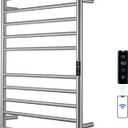 Electric Towel Rack with Voice Control for Alexa & Google Home,TUYA-Wall-Mounted Bathroom Heating Towel Warmer,Stainless Steel Material,31.5x20.08x4.41in,Plug-in,Brushed,10 Bars