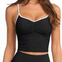 Longline Padded Sports Bra Workout Top for Women, Adjustable Straps Backless Crop Top Push Up Yoga Running Tank Top (Medium, Blk001)