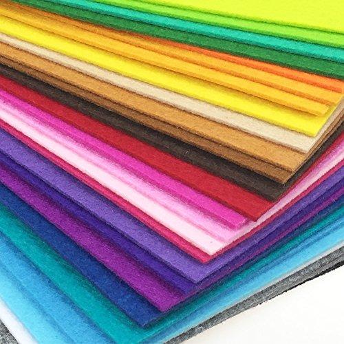 flic-flac 12pcs Thick 2mm 35 x 9 inches (30cm x 30cm) Solid Felt Fabric Sheet Assorted Color Felt Pack DIY Craft Squares Nonwoven