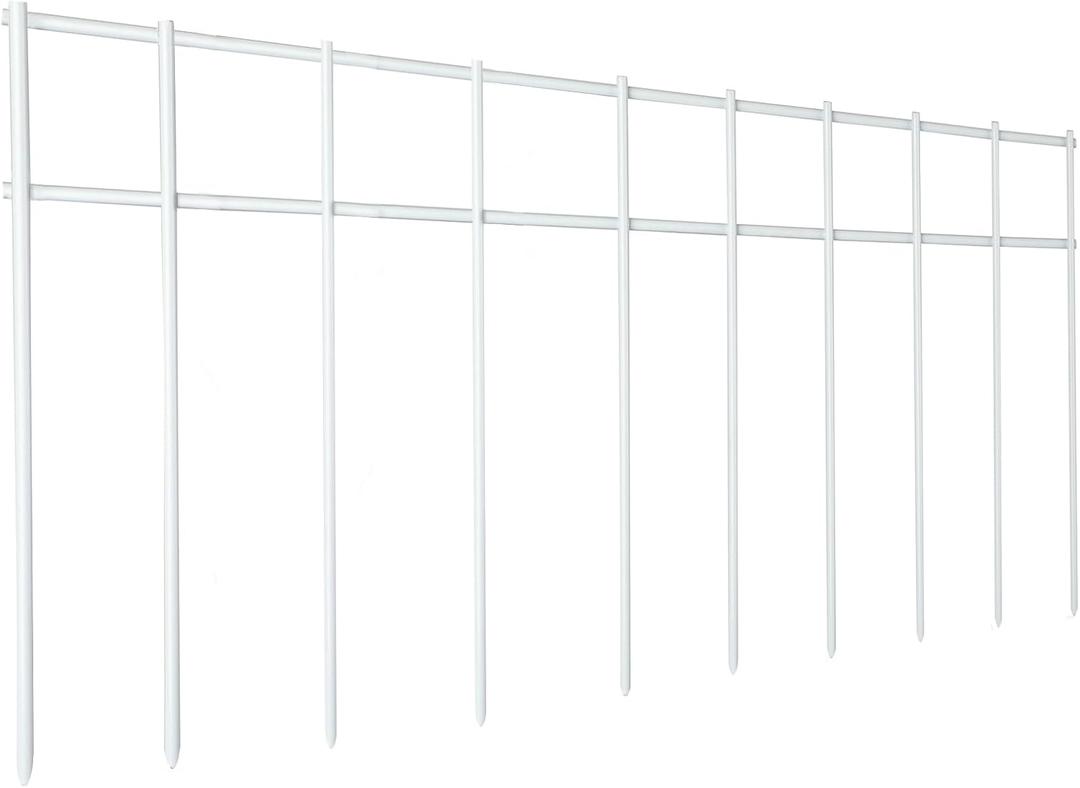 Adavin White Animal Barrier, 20 Pack No Dig Fence,Underground Garden Fencing, Pet Dog Rabbits Fences Panel, Galvanized Steel Stakes 2 inch Spike Spacing,Outdoor Yard Patio.Total 33.5 Ft(L) X 10 in(H)
