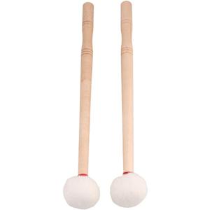 BQLZR Drum Mallet 12Inches Length,Anti-slip Bass Percussion Sticks,Timpani Mallet, White Felt Drum Mallet Soft Felt Head Wood Handle Pack of 2