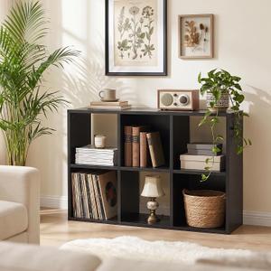 6 Cube Storage Organizer, Black Cube Bookshelf, Multifunctional Bookcase