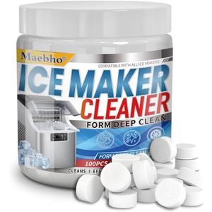 100 tabs Ice Machine Cleaner -Unscented Ice Maker Descaler Clean Tablets Compatible with Opal, Kitchenaid, GE Profile,Nickel Safe Scale Remover for Countertop, Nugget Ice Makers