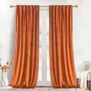 Roslynwood Luxury Soft Russet Orange Velvet Curtains 84 inches Long Back Tab Thermal Insulated Blackout Window Drapes for Living Room/Bedroom/Dining Room, W52 x L84, 2 Panels