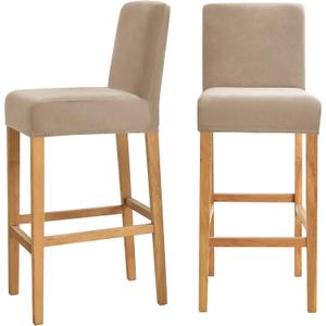 Velvet Chair Covers for Pub Chairs,Counter Stool Slipcovers, Stretch Bar Stool Chair Covers Pack of 2 (Khaki)