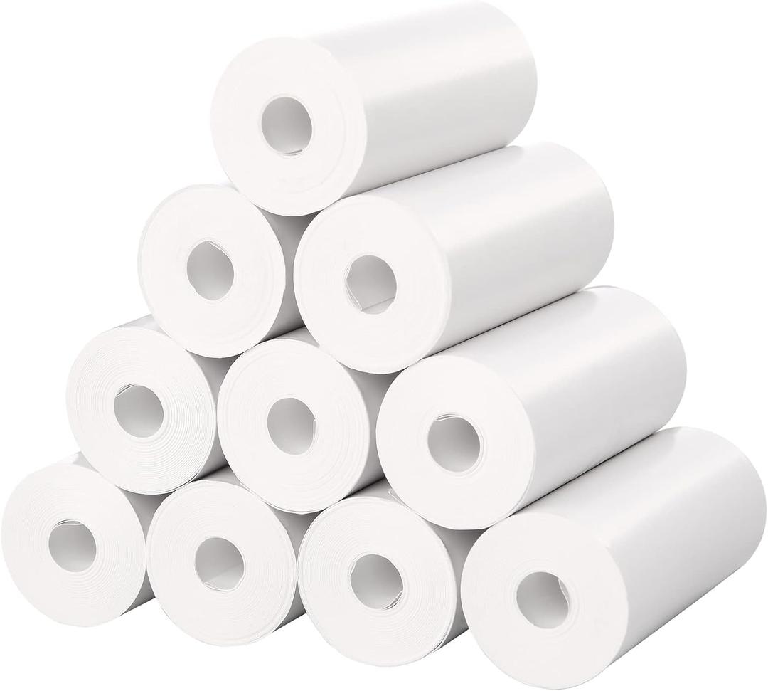 Mafiti 10 Rolls Kids Instant Camera Refill Print Paper for Kids Camera, 2.2 x1 Inch, White