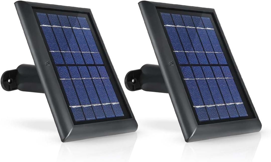 Wasserstein Solar Panel Compatible with Ring Spotlight Cam/Plus/Pro Battery, Stick Up Cam/Pro & Outdoor Cam Plus Battery - Continuous Power for Ring Surveillance Camera (2-Pack, Black)