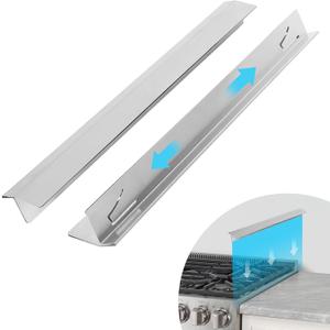 2PCS Stainless Steel Stove Counter Covers, Oven Gap Cover Length Retractable 16.5" to 33" for A Variety of Furnaces, Heat Resistant Effectively Sealing Spills in Kitchen Silvery