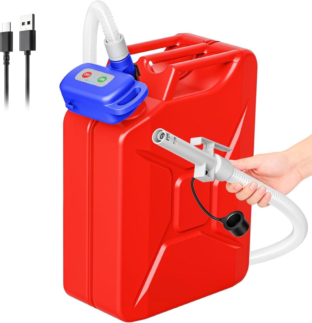 Fuel Transfer Pump Electric With Auto-Stop Sensor Leak Protection, 3.2GPM 72" Long Hose Lithium Battery Rechargeable Portable Automatic Gas Can Pump, for Gasoline/Diesel/Kerosene/Water, Blue