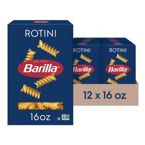 Barilla Rotini Pasta, 16 oz. Box (Pack of 12) - Non-GMO, Made with Durum Wheat Semolina - Kosher Certified, BBD: 05/01/2028