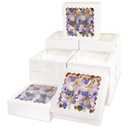 Bakepacker 55pcs White Pie Boxes 8x8x2.5 inches Easy Assemble Macaroon Bakery Boxes Cookie Boxes with Window for Bakery (Auto-pop Up)