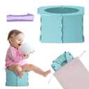 Teo - Portable Toddler Travel Potty  Foldable, Lightweight, Leak-Proof Toilet for Kids with Travel Bag & Disposable Liners  Compact Potty Chair for Home & On-The-Go Use (Sailboat Blue)