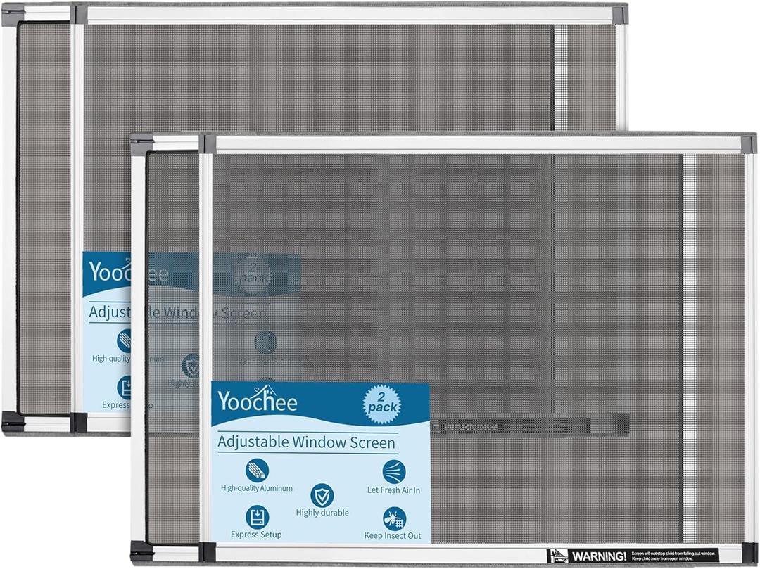 Expandable Window Screen, 2 Pack Adjustable Window Screen(18" H x 25" - 49" W) - Large Replacement Window Screens with Frame, Durable Replacement Screen for Window