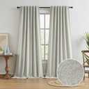 KEIQIAOSUOCAI Greyish Beige Linen Full Blackout Curtains 108 Inch Long 9 FT, Back Tab Track System Thermal Insulated Energy Saving Curtains for Cottage High Ceiling Living Room 50x108, 2 PCs