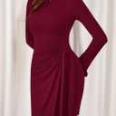 PRETTYGARDEN Women 2025 Mini Bodycon Dresses Long Sleeve Ruched Fitted Short Night Out Trendy Party Club Outfits Fall Clothes (Red, L)