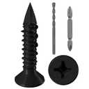 WenSilon(100 PCS) 1/4" x1-1/4 Black Concrete Screw Anchor Black Flat Head for Anchoring to Masonry, Block or Brick Stucco