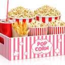 Movie Night Supplies Snack Trays with Handles Reusable Wooden Movie Gift Basket for Theater Popcorn Bucket Bowl Box Container Family Room Decor(Cute)
