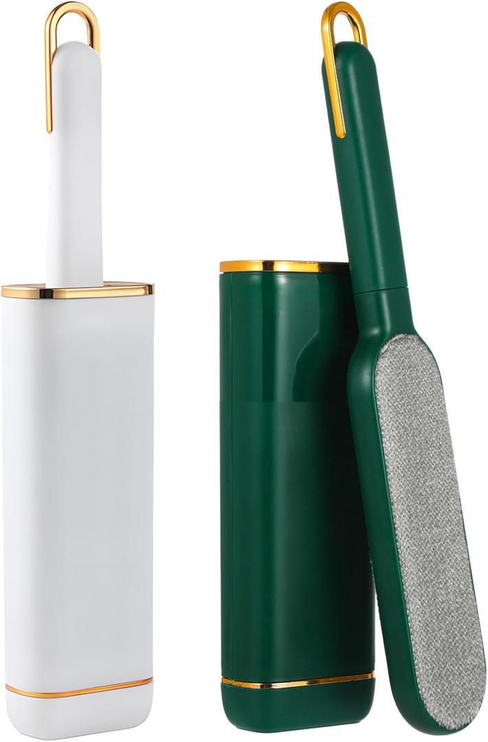 2 Pcs Homaisson Pet Hair Remover for Clothes, Double-Sided Pet Hair Removers with Self-Cleaning Cases, Portable Reusable Fur Removal Brushes for Clothes, Couches, Car Seats, Furniture