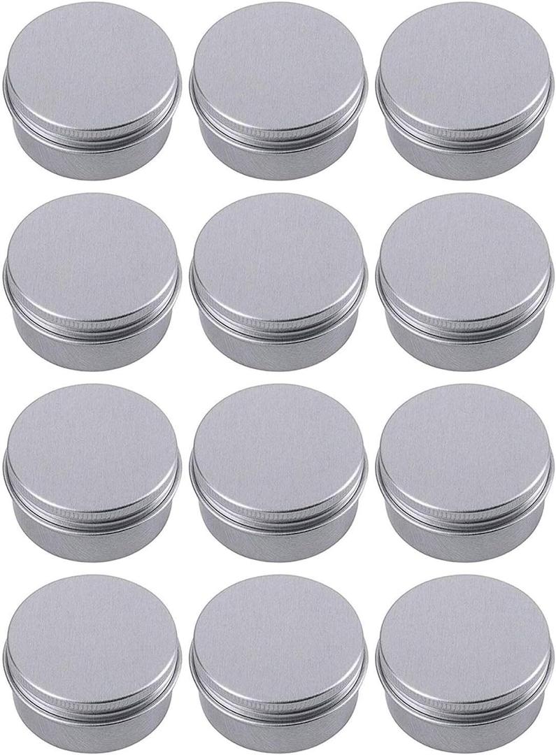 1 Ounce Aluminum Tin Jar Refillable Containers 30 ml Aluminum Screw Lid Round Tin Container Bottle 30 Pack for Cosmetic, Lip Balm, Cream