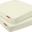 Pcinfuns Outdoor Chair Cushions 17"x16"x3" Set of 2,Memory Foam Seat Cushion for Patio Furniture with Ties,Removable Cover Hidden Zipper Round Corner for Yard Garden,Beige