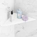 Bathroom Corner Shelf, Recessed 12" Shower Shelf Caddy, SUS304 Stainless Steel Shelf Wall Mount Triangular, No Drilling, Matte White