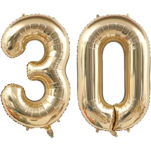 40 Inch Light Gold 30 Number Balloons White Gold Giant 30 Foil Mylar Helium Large Digital Balloon Champagne Gold Birthday Numbers Jumbo Balloons 30th Anniversary Events Party Decorations Supplies