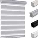 Youngoo Cordless Zebra Shades, Dual Layer Sheer Blinds 70% Blackout, Light Filtering Window Treatments Privacy Control, 26" W x 72" H, Grey