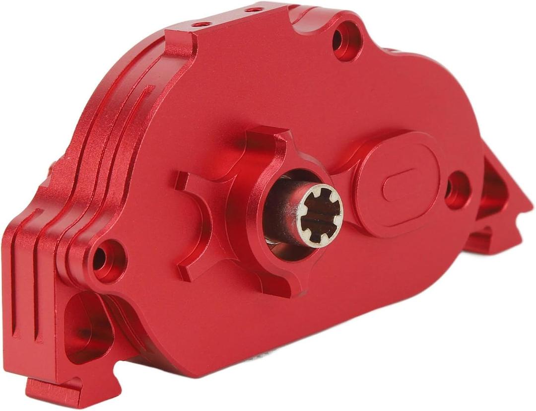 RC Cover Aluminum Alloy Box Housing with Gear Wheel and Pinion for ARRMA SENTON Granite Typhon 1/10 RC Car (Red)