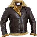RAF Bomber Ginger Men B3 Bomber Jacket Aviator Real Shearling Bomber Sheepskin Leather Jacket, Size XL