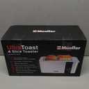 Mueller UltraToast Stainless Steel Toaster 4 Slice Extra-Wide 1.6" Slots for Artisan Bread, Bagels & Frozen Waffles, 6 Browning Levels, LED Display, Cancel/Defrost/Reheat, Removable Crumb Tray
