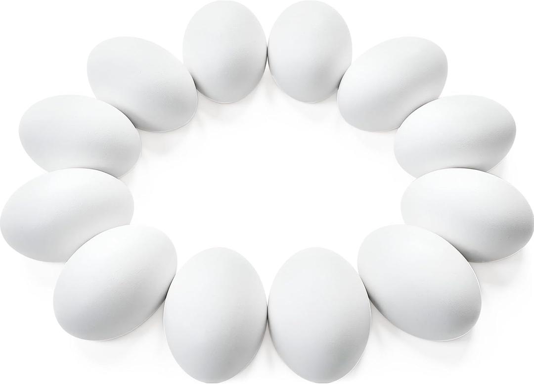 JOYIN 24 Pcs 2.36" Easter White Wooden Eggs, Unpainted White Wooden Fake for Kids DIY Paint Your Own Egg Decor, Easter Craft, Hunt, Basket Stuffers
