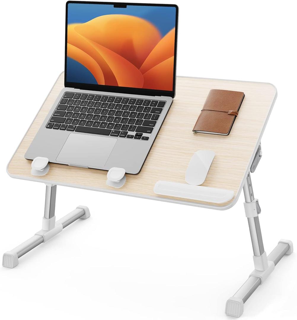 SAIJI Laptop Bed Tray Table, Adjustable Home Office Standing Desk Portable Lightweight Foldable Lap Desk for Sofa Couch Floor Working Studying Reading Writing Eating,Fit Up to 17" Laptop(Large,Teak) (23.6"x13", Teak)