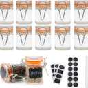 1.7 oz Mini Glass Spice Jars with Labels, Small Stash Jars with Airtight Hinged Lid, 12 Pack Empty Spice Bottles with Rubber Gasket for Herb Tea Seasoning Storage