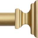 Gold Curtain Rods 66 to 120 Inches(5.5-10 Feet),Decorative 3/4 Inch Diameter Drapery Rod Set with Square Finials,Size:36''-120'',Brass Gold