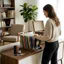 Vinyl Record Storage Display Stand, Holds 80 LPs with Record Cleaning Set