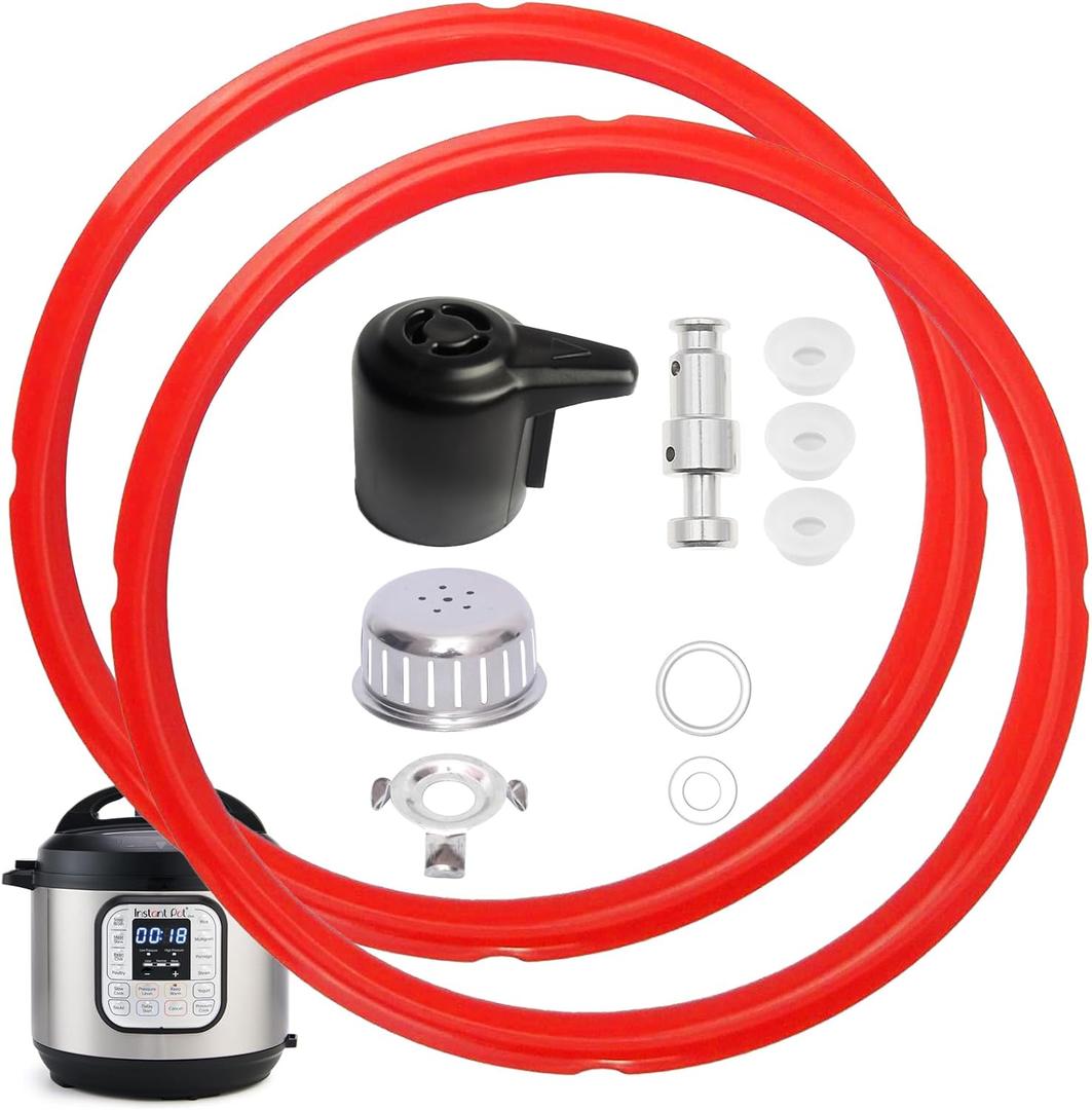11 PCS InstantPot Accessories for Duo 5, 6 Qt and Duo Plus 6 Qt, Replacement Parts Include Sealing Ring, Steam Release Valve, Anti-Block Shield, Float Valve and Gasket (Red)