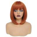 Ginger Bob Wig with Bangs for Women Short Orange Wigs Natural Fashion Synthetic Wig for Daily Halloween Cosplay Colorful Costume Wig Use 12 Inch