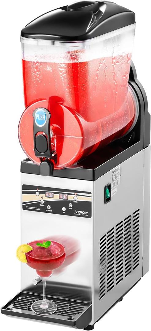 VEVOR Slushy Machine,15L Single Tank Commercial Margarita Machine, 60 Cups Stainless Steel Margarita Smoothie Frozen Drink Machine, Slushie Machine for Home Party Restaurants Cafe Bars