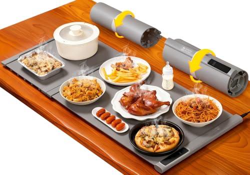 38"x16" Warming Mat for Food Extra Large, Extendable Food Warming Mat, Electric Warming Tray for Buffets Party with 7 Adjustable Temperature, 6 Timer, Silicone Food Warmer for Parties Home Countertop