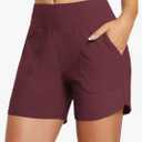 baleaf Women's 3"/5"/7"/9" High Waisted Swim Board Shorts Quick Dry Swimsuits Bottoms Trunks with Pockets L Wine