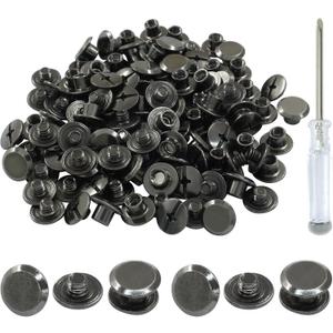 60 Sets Black Chicago Screws, M5*4mm Leather Rivets Screw Rivets Buttons DIY Leather Trim Craft Bookbinding for Decorate Repair Belt Bag Shoes Purse