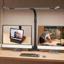 LED Desk Lamp for Home Office - 24W Bright Double Head Desk Light with Clamp Eye Caring Architect Task Light 25 Lighting Modes Adjustable Flexible Gooseneck Lamp (All Black)